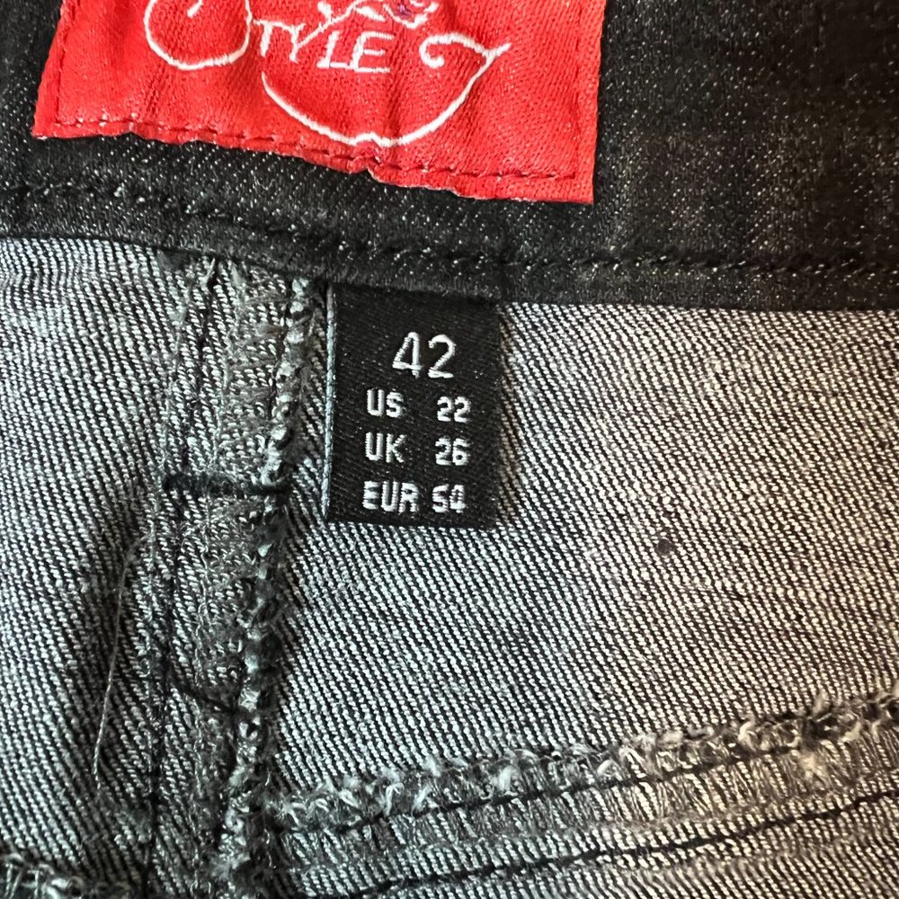 Black Denim Midi Skirt Y2K Vintage Cowgirl A-Line Stretch sz 22 New by Style J - Picture 6 of 8